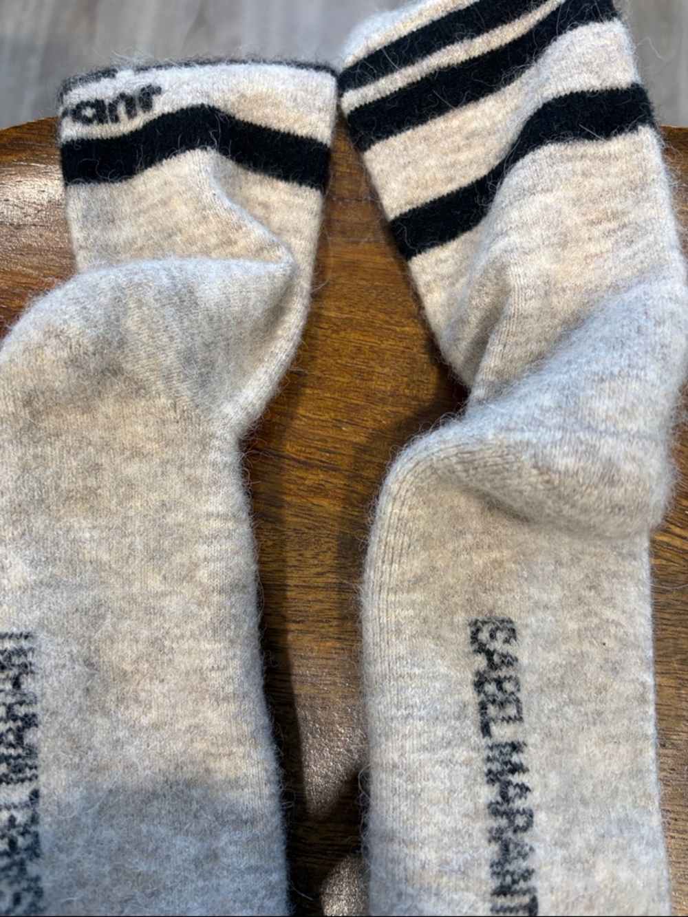 Isabel Marant Beige Crew Socks with Black Logo Band - Picture 6 of 7